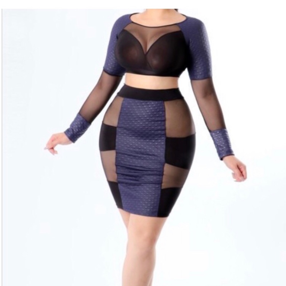 Sheer and Blue Two Piece Set